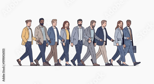 Corporate Employees Walking Career Progress Concept