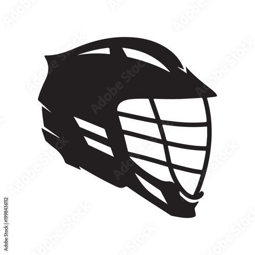 Photos Black lacrosse helmet silhouette vector illustration isolated on white backgroun