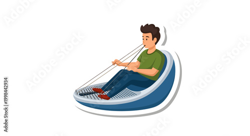 man sitting in a hammock chair relaxing at home