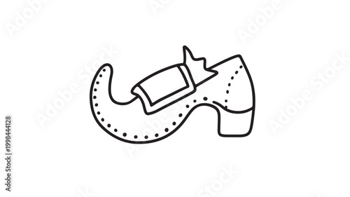 Taco icon with dotted tortilla texture and a white filling, outlined in bold black for premium minimalist design featuring vector style, line art,