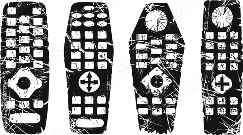 Grunge shoe prints set old dirty footprints, textured soles patterns isolated hiking boot track marks, worn ground surface