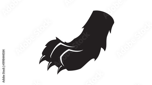 Dog paw logo icon with premium black silhouette and white outline on clean minimal background featuring veterinary, emblem, mascot with branding and