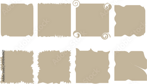 Abstract Torn Paper Strips and Ripped Borders Set