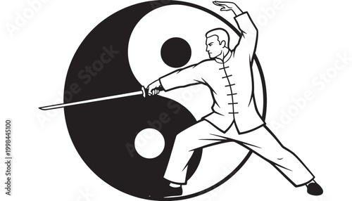 Baseball player graphic icon with bat swing silhouette, yin yang dots, and premium monochrome vector style featuring batter, black white, logo with