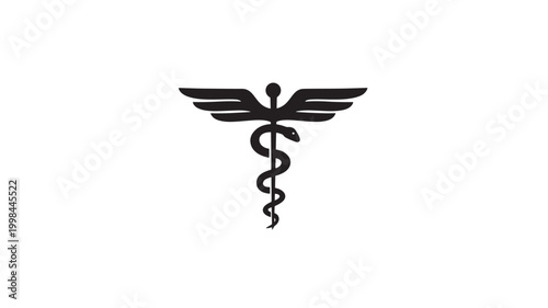 Caduceus medical emblem with wings and snake symbol for healthcare branding and premium healthcare logos design featuring health care, pharmacy,