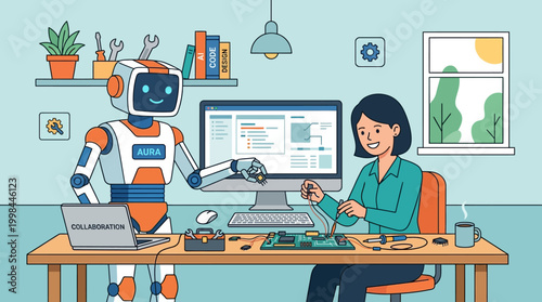 Human and Robot Collaboration in Electronics Engineering and Artificial Intelligence Programming Workspace