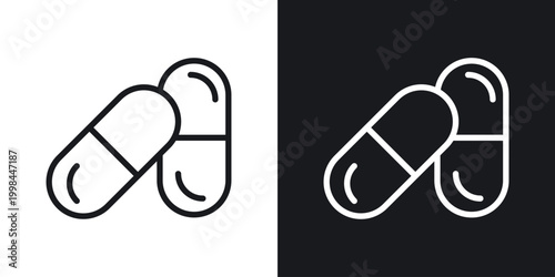 Bild auf Leinwand Painkiller icons set in black and white stroke lines