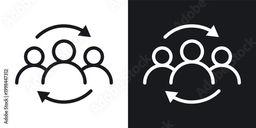 Fotografie Personnel change icons set in black and white stroke lines