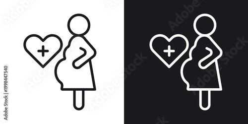 Obraz na plátně Pregnancy care icons set in black and white stroke lines