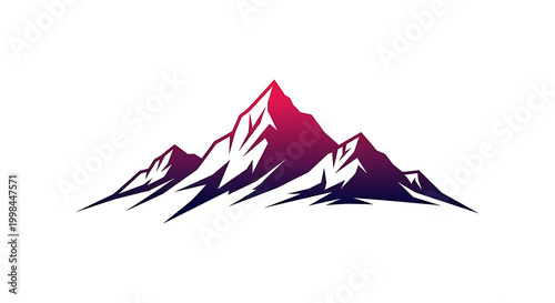 Red and black mountain peak silhouette against white background