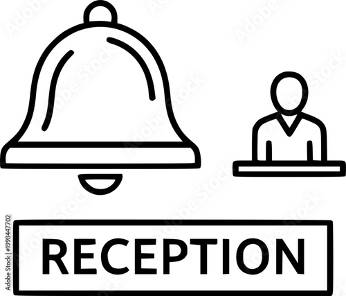 Reception icon for app. Thin line signs.
