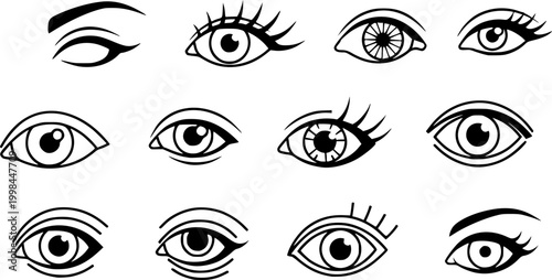 Eye side icon vector collection, illustration logo template in trendy thin line editable strokes style.
