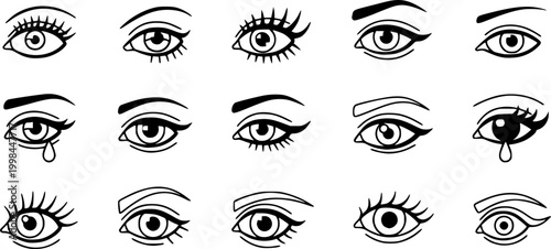 Eye side icon vector collection, illustration logo template in trendy thin line editable strokes style.
