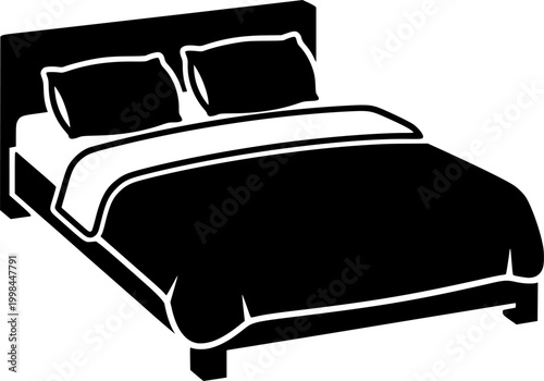 Bed linen set with pillows icon
