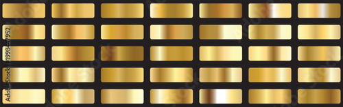 Gold gradients swatches big set.Set of gold gradient vector palette for background template. Royal golden gradients. Vector