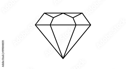 Simple Diamond Icon Outline Graphic - Geometric Gemstone Illustration