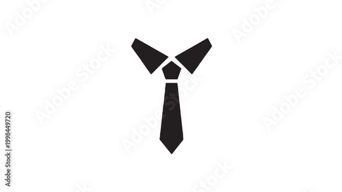 Bow tie icon with simple black geometric design and small center knot on a clean white background featuring neckwear, clothing accessory, formal wear