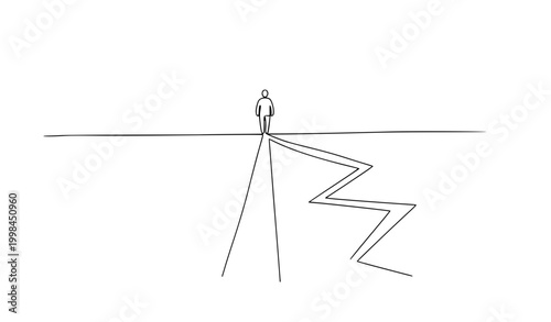 Decision making and risk assessment concept single line crossroads path choice minimal vector illustration