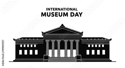 Celebrate international museum day with this iconic building silhouette graphic design