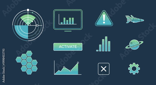 Technology and Data Visualization Icons Set