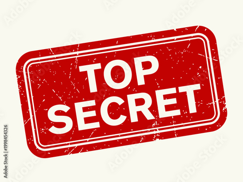 Top Secret Red Grunge Rubber Stamp - Confidential and Restricted Classified Information Icon