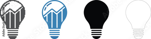 Financial Idea Lightbulb Icon Set Investment Growth Business Symbols