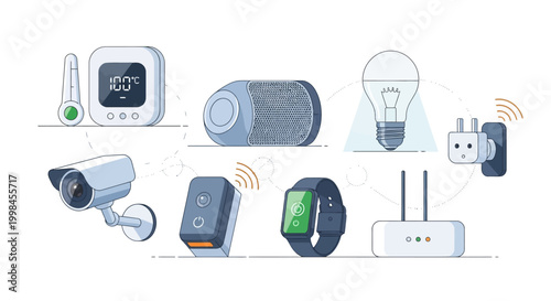 Smart Home Devices Ecosystem Connected Wirelessly