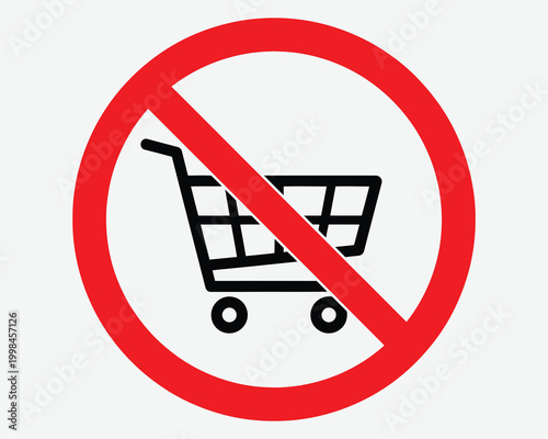 No shopping allowed a red prohibition sign with a shopping cart icon