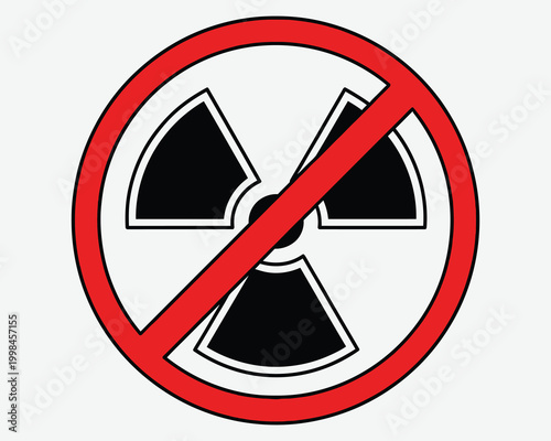 Prohibition sign nuclear symbol with red slash