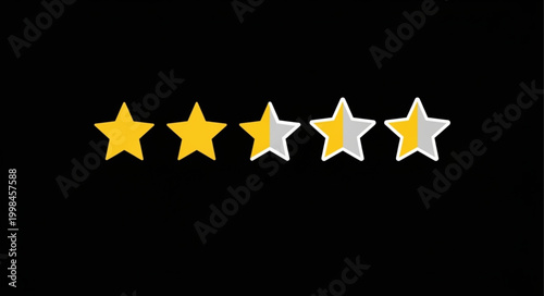 Five stars rating with three full and two half stars.