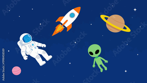 Space astronaut alien rocket planet