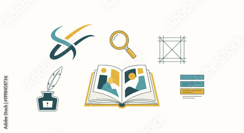 Minimalist icon set for creative writing, storytelling, and literature education.