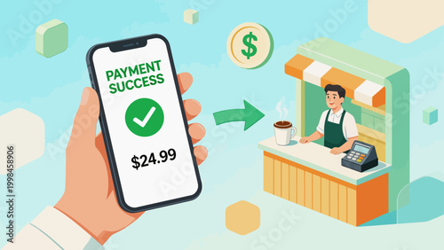 Mobile payment success at coffee shop