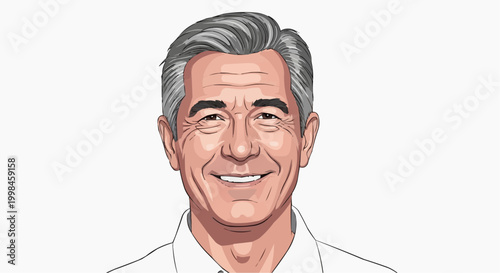 A smiling senior man portrait, expressing positivity and confidence in white background.