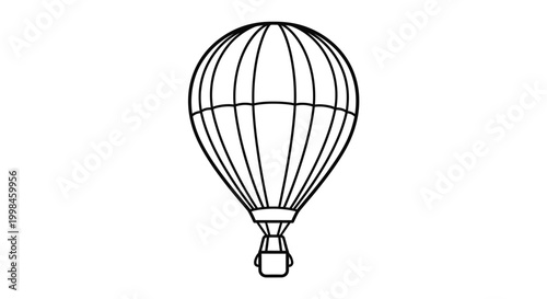 Black and white vector illustration of an air balloon isolated on white