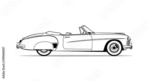 Foto Classic convertible car silhouette isolated on white background vector illustrat