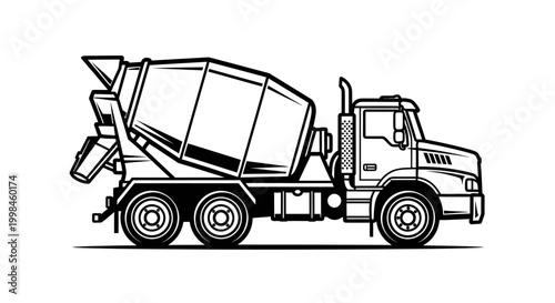 Concrete mixer truck illustration construction and engineering vehicle
