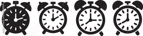 Alarm clock icons set time schedule reminder vector illustration