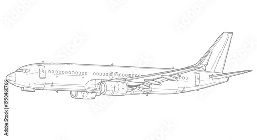 Line drawing of an airplane showcasing aviation and travel concepts