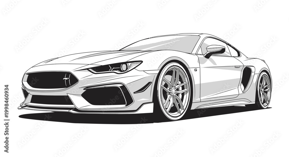 Fototapeta premium Modern sports car illustration sleek design with vector graphics and clean lines