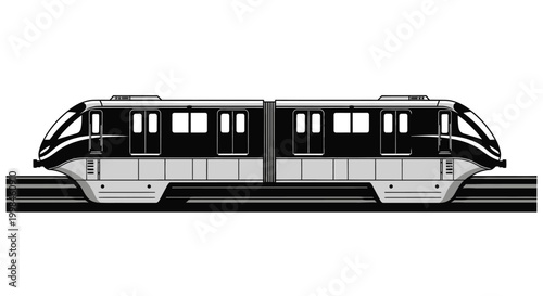 Foto Modern monorail train illustration on isolated white background for transportati