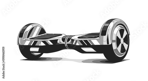 Modern self balancing electric scooter illustration isolated on white background