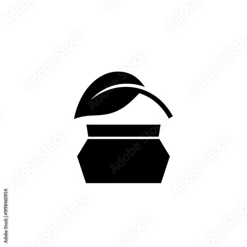 Natural Skincare Cream with Leaf Icon Illustration.