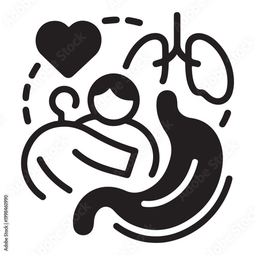 Human Internal Organs Icon Set with Heart Lungs and Stomach Medical Vector Illustration