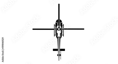 Overhead view of a helicopter isolated on a white background for design projects