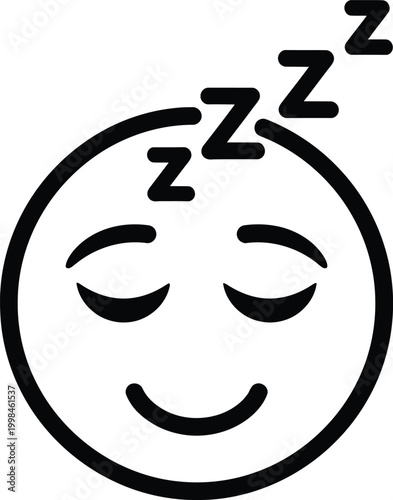 фотографія A simple black and white icon depicting a sleeping face with 'zzz' symbols repre