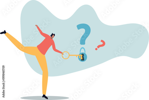 Key to unlock answer for problem and questions, solution or reason to solve problem, wisdom or understanding .person's life situation and his activities.