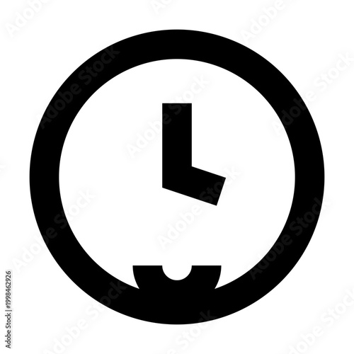 Minimalist clock icon vector, black and white circular time symbol, modern flat watch face graphic for business scheduling and deadline management
