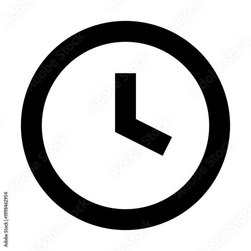 Minimalist clock icon vector, black and white time symbol, circular watch face silhouette, simple chronometer graphic for business and web design