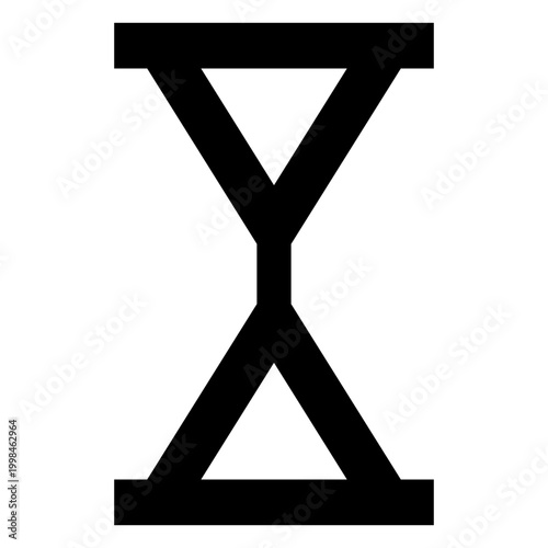 Minimalist hourglass icon vector, geometric sand timer symbol, black linear time management sign, simple hourglass silhouette for business apps